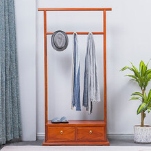 寻古红木家具缅甸花梨（学名：大果紫檀）衣帽架实木新中式卧室衣帽间落地挂衣架 A款：长84*宽46*高176cm