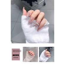 茹诗妮 奶茶纯色方头指甲贴片美甲成品中长款超闪钻日系镶钻裸色假指甲片 AG2015