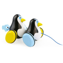 法国Vilac木制牵引绳玩具婴幼儿拉线学步男孩女孩宝宝鳄鱼拖拉玩具口哨拖拉玩具1岁 企鹅兄弟