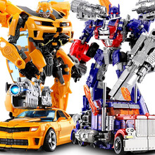 糖米 儿童玩具变形大黄蜂汽车人机器人收藏模型玩具 男孩女孩玩具礼物 黄蜂战士【45厘米】 黄蜂战士+擎天金刚(合金版)