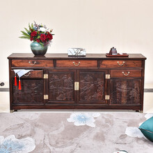 闽娇闽艺红木家具大红酸枝老红木/老挝红酸枝（学名：交趾黄檀）明清式精雕山水餐边柜厨房储物柜实木玄关柜
