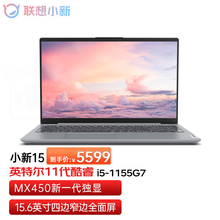 联想（Lenovo）小新15 2021十一代酷睿i5/i7 15.6英寸高色域全面屏轻薄笔记本电脑 标配【i5 1155G7 16G 512G固态】银 MX450独立显卡
