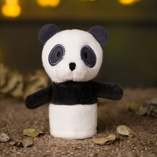 动物指偶 猴子狮子熊猪安抚玩偶青蛙手指指偶小公仔幼儿园迷你毛绒动物手偶 黑白熊猫