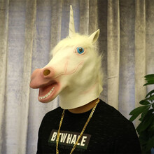 达闻西 动物头套绿鱼人马头面具直播搞笑道具酒吧搞怪表演万圣节唱歌面具 独角兽【墨镜+大金链子+雪茄】