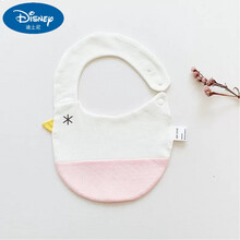Disney迪士尼品牌婴儿口水巾棉卡通夏季宝宝吃饭围嘴围兜轻薄儿口水兜透气软 小鸡粉色