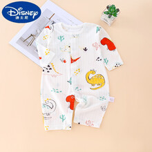 迪士尼【轻奢高档】0-9个月宝宝穿的连体衣宝宝服竹纤维薄款空调服长袖男宝宝女哈衣新生婴儿睡衣 长袖竹纤维闭档长颈龙 80cm