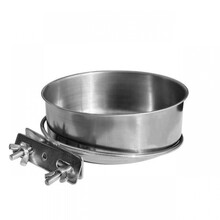 狗碗防打翻狗食盆悬挂式喝水碗猫盆猫碗不锈钢固定狗盆挂笼宠物碗 18cm加厚浅食盆+碗架