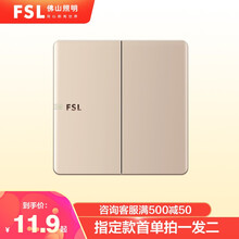 FSL佛山照明86型暗装10A五孔插座面板二三插开关套餐i3金色装饰电脑开关空调插座 双开双控(荧光)