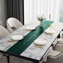 皮革高档桌布 皮革桌布茶几餐桌垫子防水防油免洗现代轻奢北欧简约家用防烫轻奢高端新品 大理石纹绿 皮革桌垫(宽90*长150)