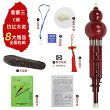 防摔葫芦丝c调降b调民族乐器零基础自学儿童初学者七孔葫芦丝 仿红木+皮盒+教材书+赠品 C调