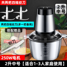绞肉机家用电动多功能蒜泥辣椒碎菜饺子肉馅碎肉器搅拌料理机 2升中号【250W】2把刀【】