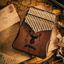 akeshi拇指琴卡林巴琴17音琴初学者kalimba乐器手指钢琴水晶 【护手】17音复古麋鹿+