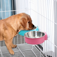 贝尼宠 猫碗 狗盆 狗碗狗食盆宠物猫狗笼子用的挂式水碗慢食碗宠物碗 大号狗碗直径16cm笼子间距4cm内1只颜色随机