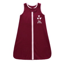 新生儿棉质睡袋宝宝透气睡衣防踢被婴儿无袖背心睡袋夏季薄款 红底爱心 S码(65cm)