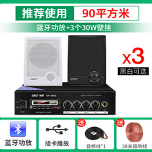先科 壁挂音响音箱店铺专用室内商用背景音乐吊顶无线蓝牙挂壁式喇叭餐厅超市功放套装门店头挂墙式公共广播 3个30瓦壁挂音箱+功放