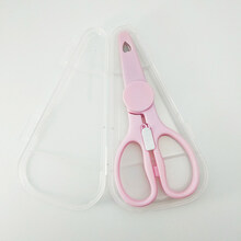宝宝辅食剪不锈钢食物剪刀辅食工具面条食物剪刀便携外带送收纳盒 带锁不锈钢剪刀-粉色 收藏后送盒