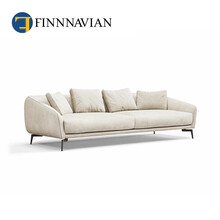 FINNNAVIAN 芬纳维亚 新品 现代简约牛皮沙发双三人位 意大利皮革布艺沙发单人 半磨皮【皮色可选】 双人位L【222cm】