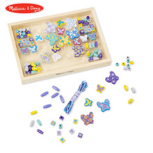 Melissa&Douge儿童串珠玩具蝴蝶木质积木益智大颗粒串串几何形状套装玩具3-6岁男孩女孩早教