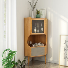三角柜墙角柜  客厅转角柜置物储物柜厨房墙角柜三角形沙发角柜边柜实木角落柜 一层(松木) 组装