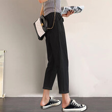敏潮格伦孕妇裤子女夏季外穿时尚潮妈春夏薄款打底裤棉麻阔腿裤春装夏装 黑色 M