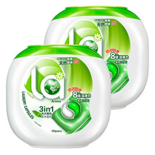 妈妈壹选 La3in1洗衣凝珠草木香柠10ml*40粒*2 有效除菌除螨 8倍洁净力 浓缩洗衣球 （新旧包装转换）