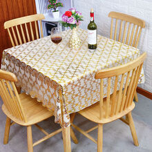 正方形桌布防水防油免洗八仙桌台布欧式PVC塑料麻将桌盖布 孔雀花-金色/137X137