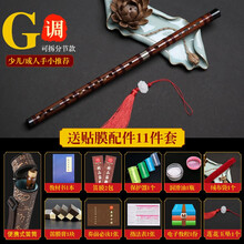 初学苦竹笛子精制入门古风f调g学生儿童女演奏级横笛 深棕 接铜(G调)豪华11样品