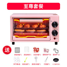 家用12升迷你电烤箱多功能烘焙蛋挞红薯小型电烤箱 12L粉色套餐定时款