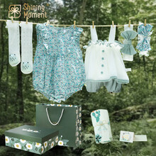 ShiningMoment新生婴儿衣服礼盒套装纯棉送礼高档出生女宝宝满月服周岁见面礼物 朝露·夏款礼盒套装 73【建议送 满月-百天-半岁宝宝】