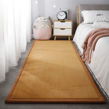 日式加厚宝宝防摔地垫卧室床边粉色地毯加绒婴儿防摔垫儿童爬行垫 卡其色 40X120cm【加厚垫】