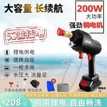 无线锂电洗车机家用高压洗车神器洗车水枪锂电电动免插电 200W双电池+双喷头+短水枪
