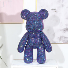 贴钻diy手工暴力熊材料包玩偶摆件粘钻熊玩具公仔七夕情人节礼物 炫紫色(熊+材料包) 23cm