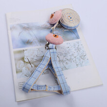 用品牵引绳狗狗狗卡通绳子中小型犬遛狗绳链子胸背宠物猫咪绳泰迪 布朗熊蓝色 S【2-7斤】