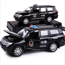 嘉业1:32仿真大众朗逸公安警车四开门声光回力合金车模型儿童玩具 兰德酷路泽黑色VB32134