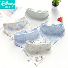 迪士尼（Disney）口水巾夏季薄婴儿女口水巾围嘴公主款新生儿围兜防水男宝宝三角巾夏季薄款 韩系萌宝(5条装)