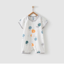 童泰 夏款婴儿衣服1-18月新生儿闭裆连体衣宝宝轻薄短袖哈衣爬服 TS12J209 绿色 73