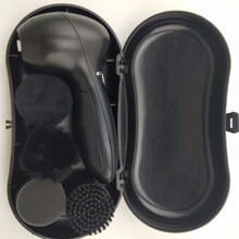 家用电动擦鞋器皮鞋刷上鞋油打蜡机多功车用皮具皮革护理抛光 电池款黑色4刷头充电电池+充电器 无鞋油