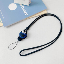 卡通手机链带挂绳挂脖绳脖子绳子女款吊绳短款长可拆卸可爱链条挂件挂链手机创意苹果儿童硅胶网红手机壳宽 黑色蓝芝麻街