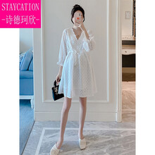 诗德珂欣【甄选精品】孕妇连衣裙夏季蕾丝裙中长款中长裙春夏裙子网红孕妇装春装潮妈 白色 均码