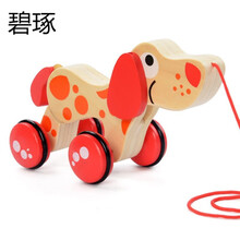 木制动物拖拉车  小狗鳄鱼鸭子拖车玩具 儿童玩具车 小狗拖拉车