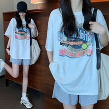 凯琳卡洛儿 孕妇装套装夏季夏款孕妇套装孕妇两件套外出外穿宽松大码孕妈装 白T+灰色托腹裤 XL