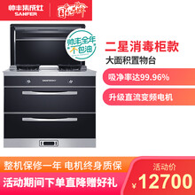 帅丰(SANFER)E6-3B钢化玻璃台面高端消毒集成灶油烟燃气灶套装低空近吸瞬间无烟环保 黑色 天然气右出风