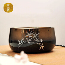 莺歌烧 电陶炉 煮茶炉 小型家用功夫养生茶炉静音无线遥控电陶炉煮茶 黑金底银松