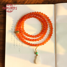 天然保山南红玛瑙手串手链女款项链7m原创设计云南保山冰红108佛珠手链项链南红多圈叠戴文玩饰品