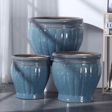 鹿凌青 落地种树大花盆陶瓷加厚特大号花缸发财树幸福树琴叶榕龟背叶植物盆 南瓜缸-星空蓝 中号32cm直径