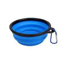 宠物碗便携式折叠碗狗碗狗硅胶碗宠物外出用品便携式硅胶碗外出旅行碗 蓝色