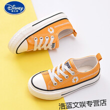 迪士尼&官方专柜品牌童装2-14岁5小孩权志龙小邹菊儿童帆布鞋男女童布鞋低帮小学生鞋休闲鞋2021春 6726姜黄小邹菊 24