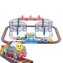轨道车小火车玩具高铁电动车拼装玩具多场景儿童多功能赛车男孩小汽车 动力加油站