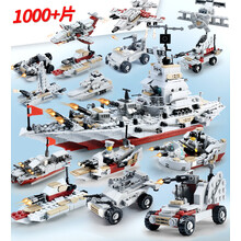 迪士尼商城同款积木男孩子航母模型城市6人仔8儿童益智力动脑拼装玩具7-10岁 8合1红海战舰（家庭装）1000+