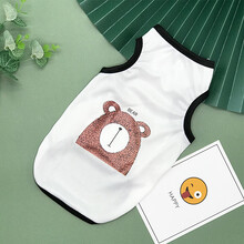 狗狗猫咪泰迪衣服夏季薄款宠物比熊法斗防掉毛小型犬背心博美幼犬 米白色 bear小熊 S建议3-4斤【背长23 胸围34cm】